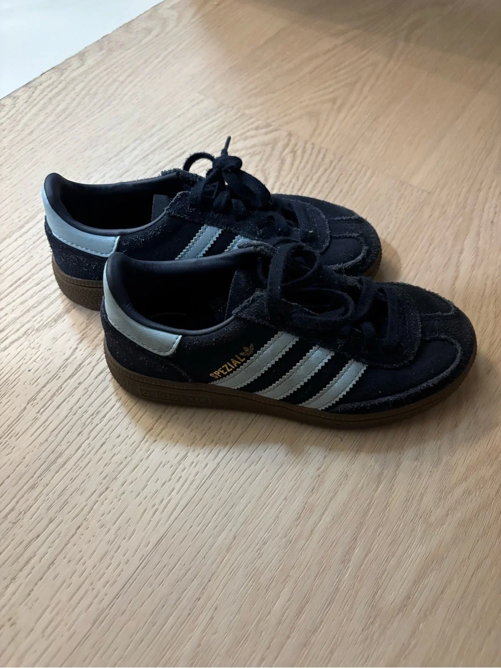 adidas Kids Black Suede Sneakers with White Stripes